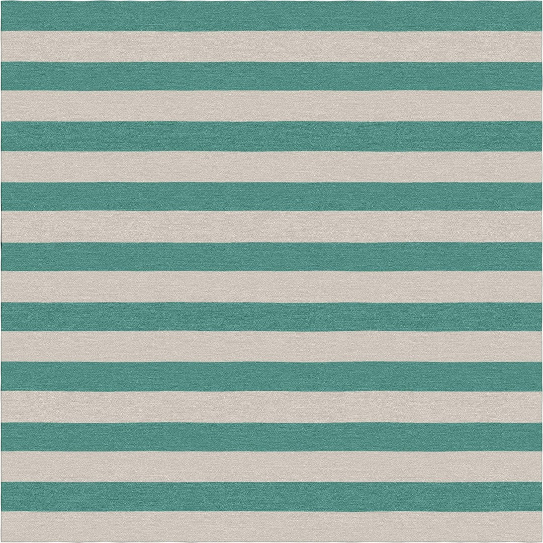 Handmade Hand-Tufted Modern Rug | Horizontal Stripes Rug in Teal Green
