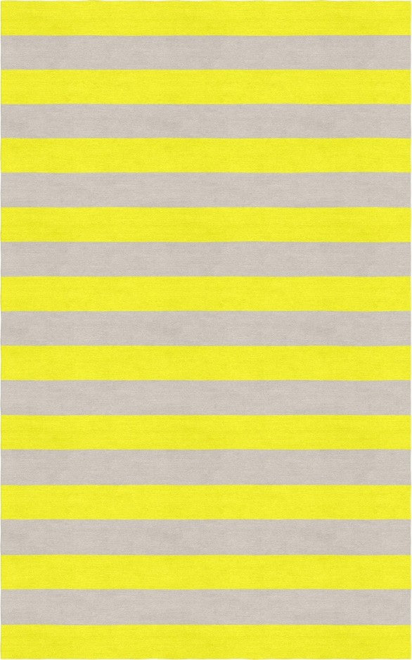 Handmade Hand-Tufted Modern Rug | Horizontal Stripes Rug in Yellow
