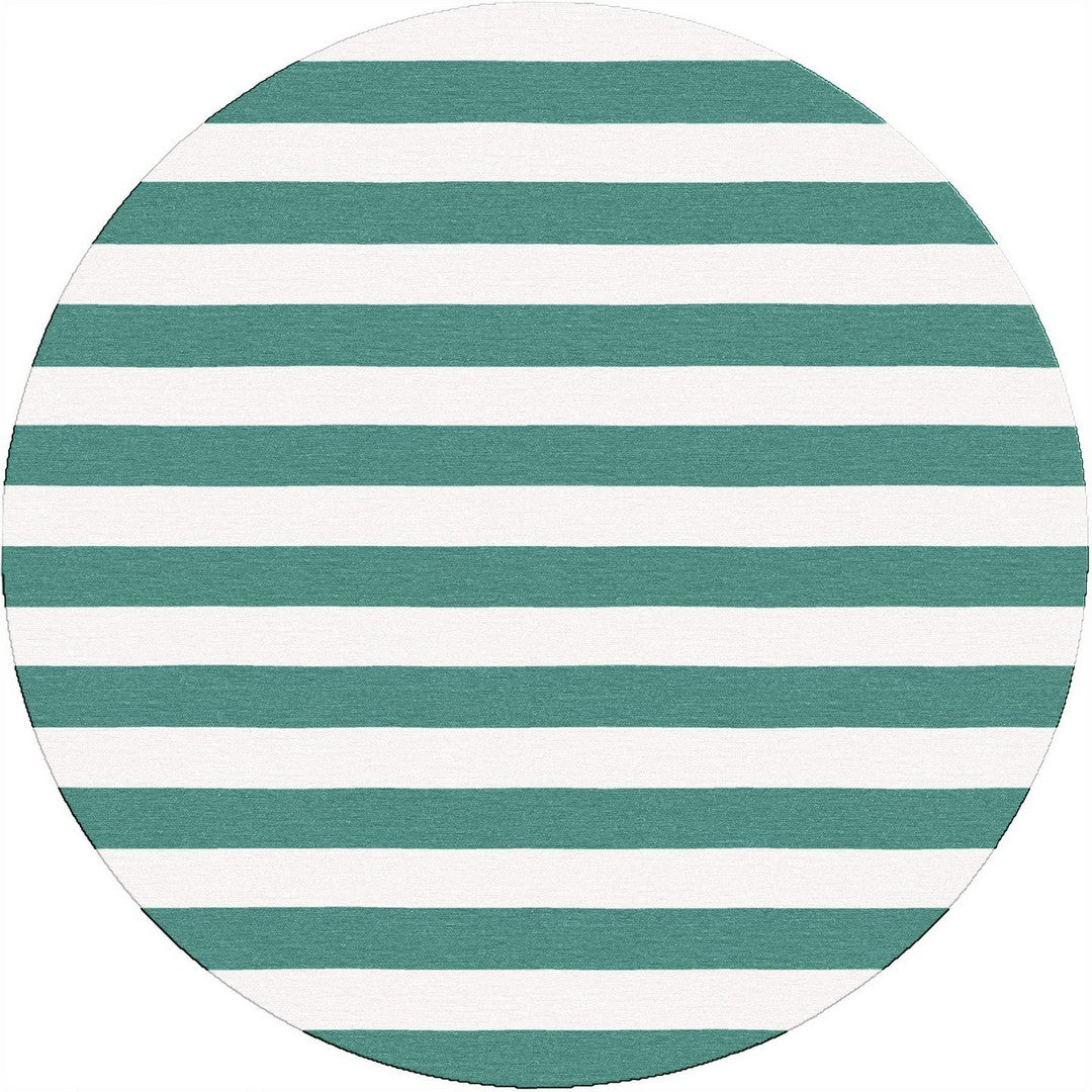 Handmade Hand-Tufted Modern Rug | Horizontal Stripes Rug in Teal Green