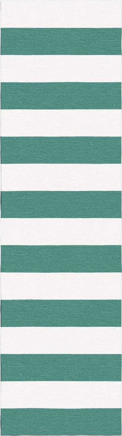 Handmade Hand-Tufted Modern Rug | Horizontal Stripes Rug in Teal Green