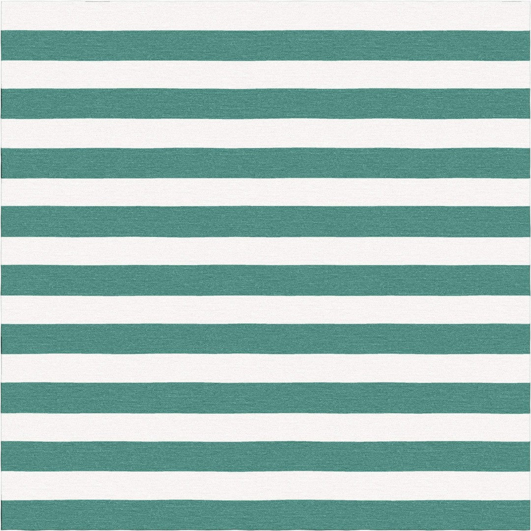 Handmade Hand-Tufted Modern Rug | Horizontal Stripes Rug in Teal Green