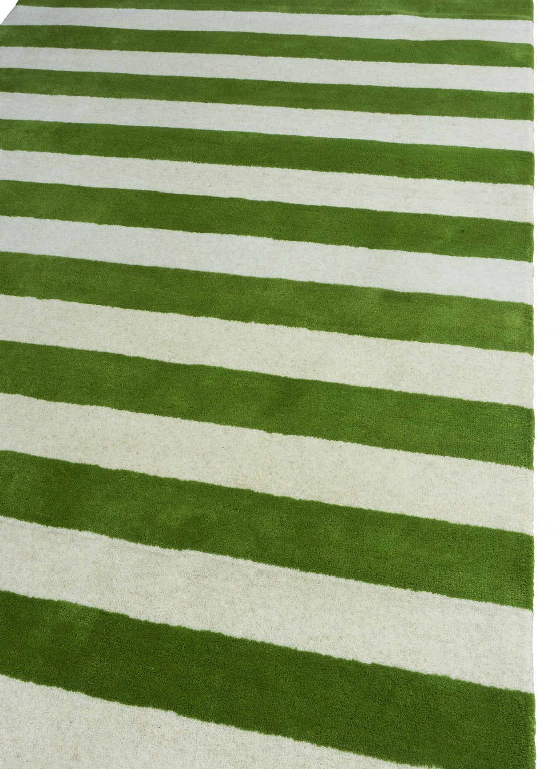 Handmade Hand-Tufted Modern Rug | Horizontal Stripes Rug in Green