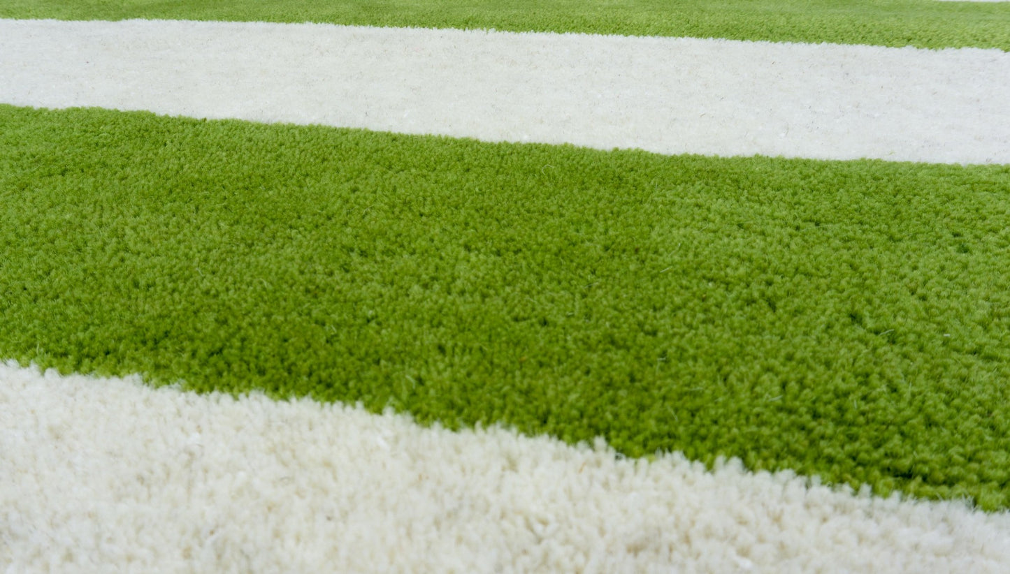 Handmade Hand-Tufted Modern Rug | Horizontal Stripes Rug in Green