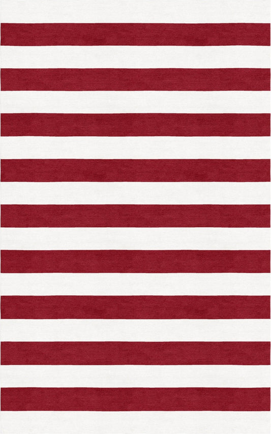 Handmade Hand-Tufted Modern Rug | Horizontal Stripes Rug in Red