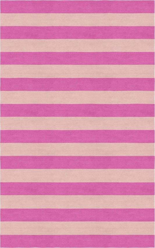 Handmade Hand-Tufted Modern Rug | Horizontal Stripes Rug in Pink
