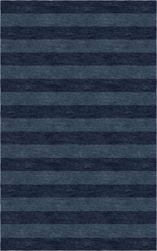 Handmade Hand-Tufted Modern Rug | Horizontal Stripes Rug in Blue