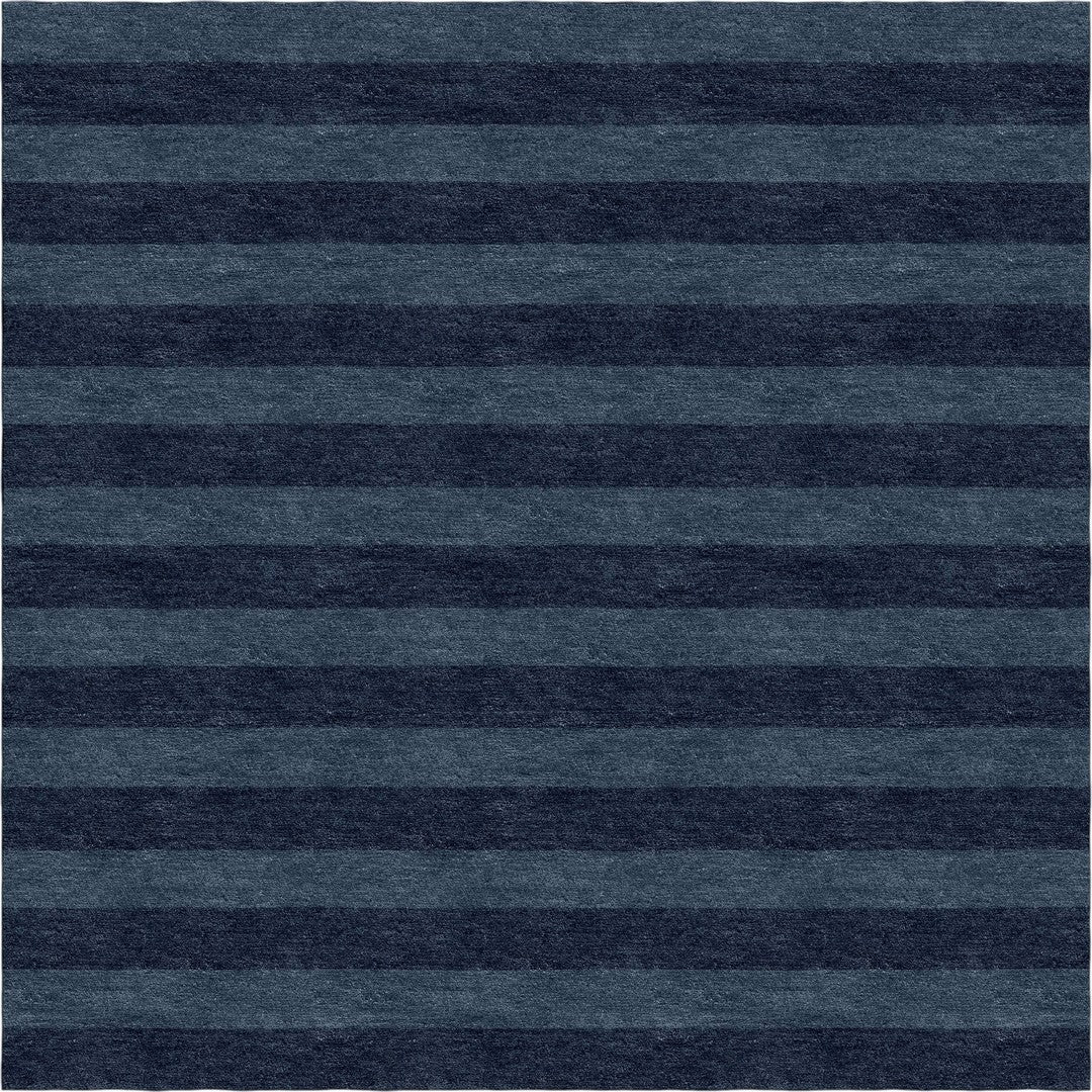 Handmade Hand-Tufted Modern Rug | Horizontal Stripes Rug in Blue