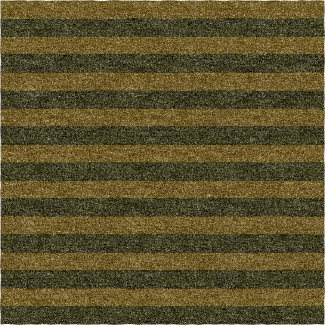 Handmade Hand-Tufted Modern Rug | Horizontal Stripes Rug in Green