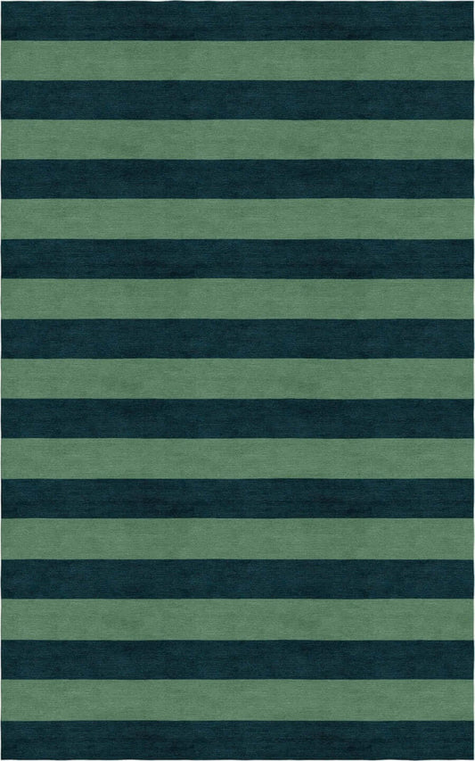 Handmade Hand-Tufted Modern Rug | Horizontal Stripes Rug in Green