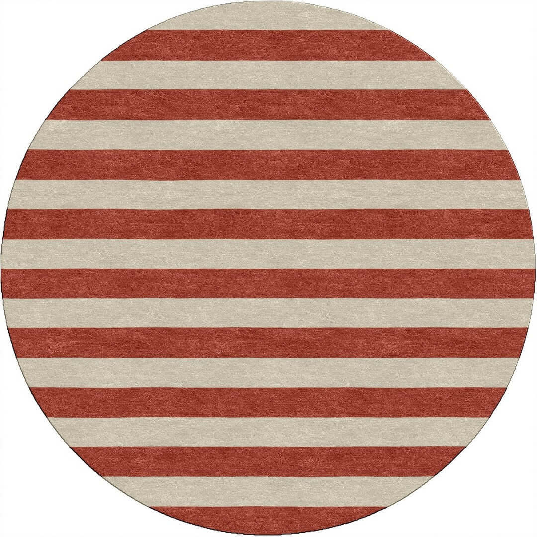 Handmade Hand-Tufted Modern Rug | Horizontal Stripes Rug in Red