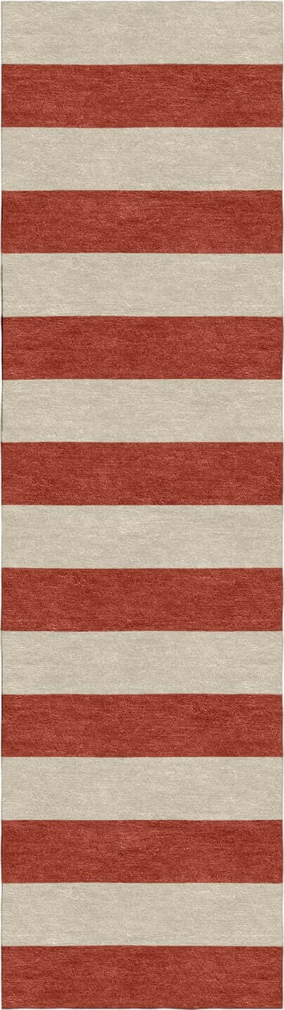 Handmade Hand-Tufted Modern Rug | Horizontal Stripes Rug in Red