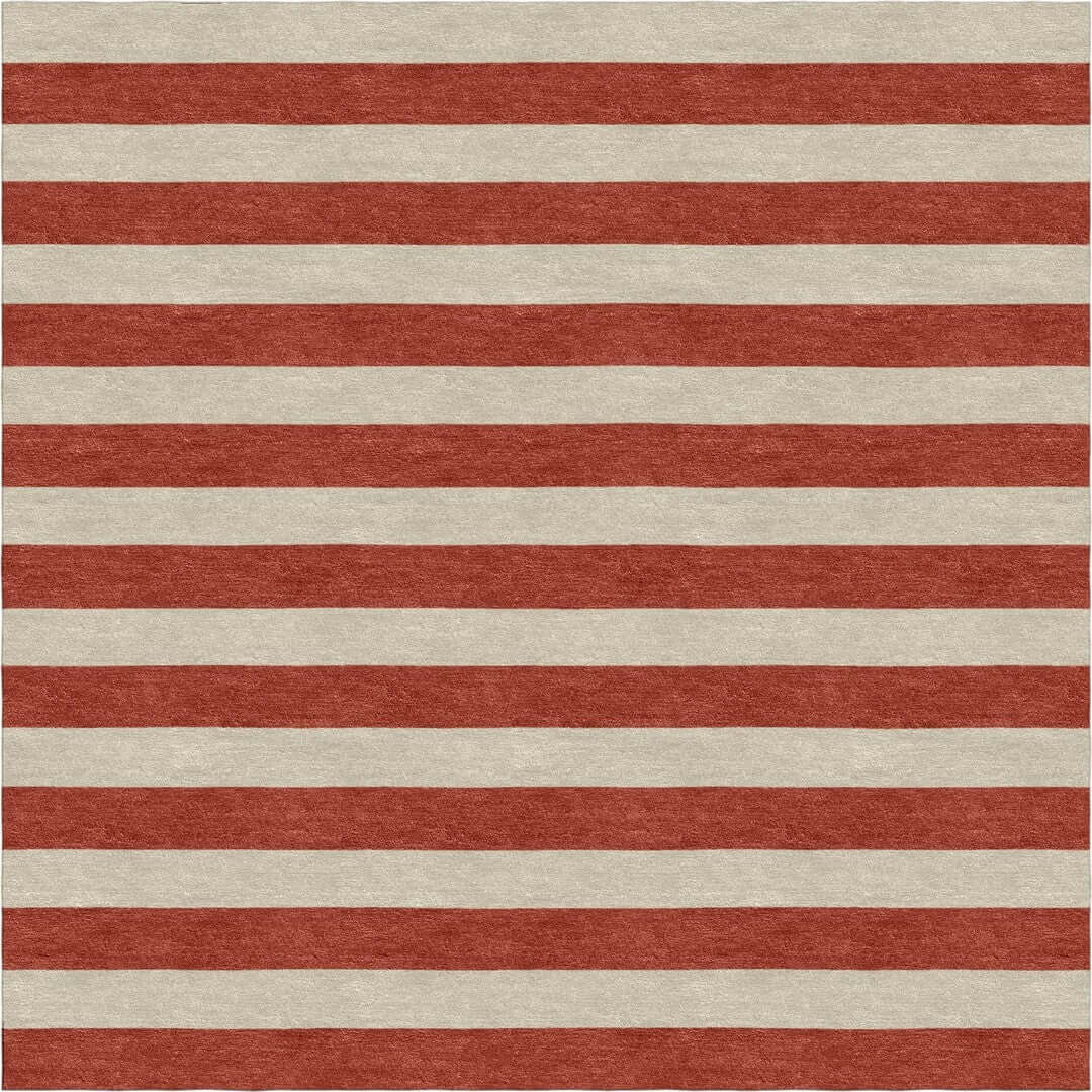 Handmade Hand-Tufted Modern Rug | Horizontal Stripes Rug in Red