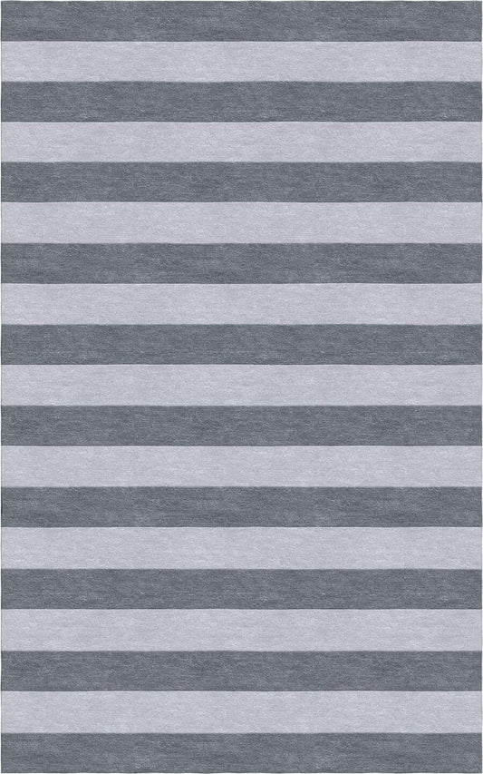 Handmade Hand-Tufted Modern Rug | Horizontal Stripes Rug in Gray