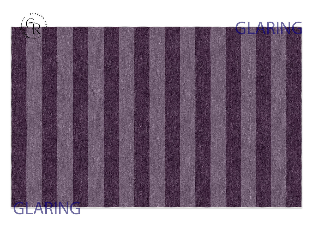 Handmade Hand-Tufted Modern Rug | Horizontal Stripes Rug in Purple