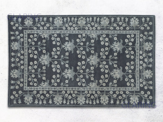 PotteryBarn Traditional Charcoal Rug for living room & bedroom