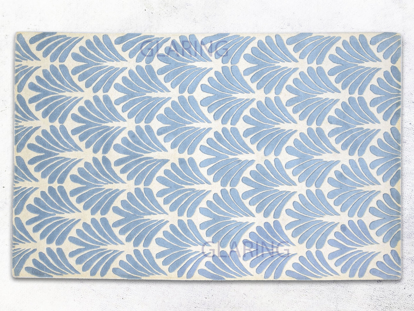 Handmade Hand-Tufted Modern Rug | Floral Design in Blue & Ivory