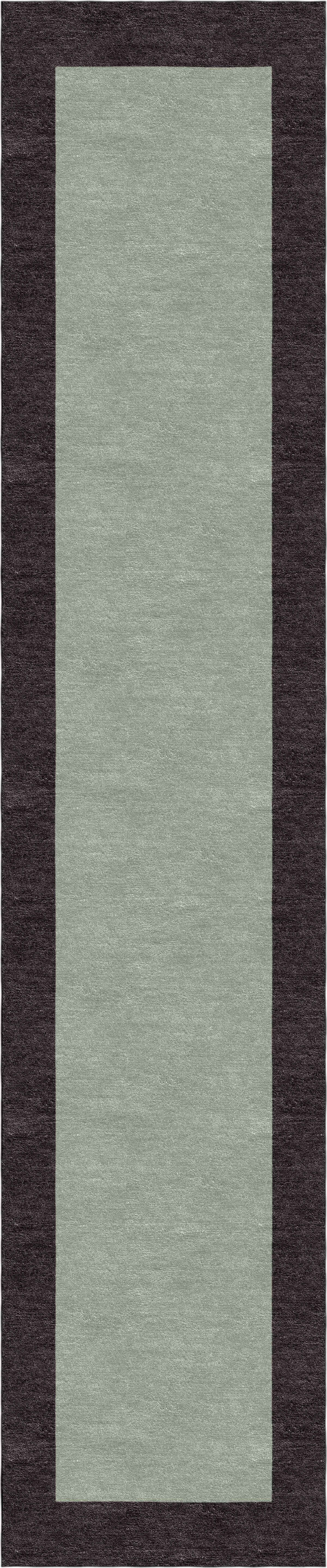 Handmade Hand-Tufted Wool Modern Border Dark Brown Silver Area Rug