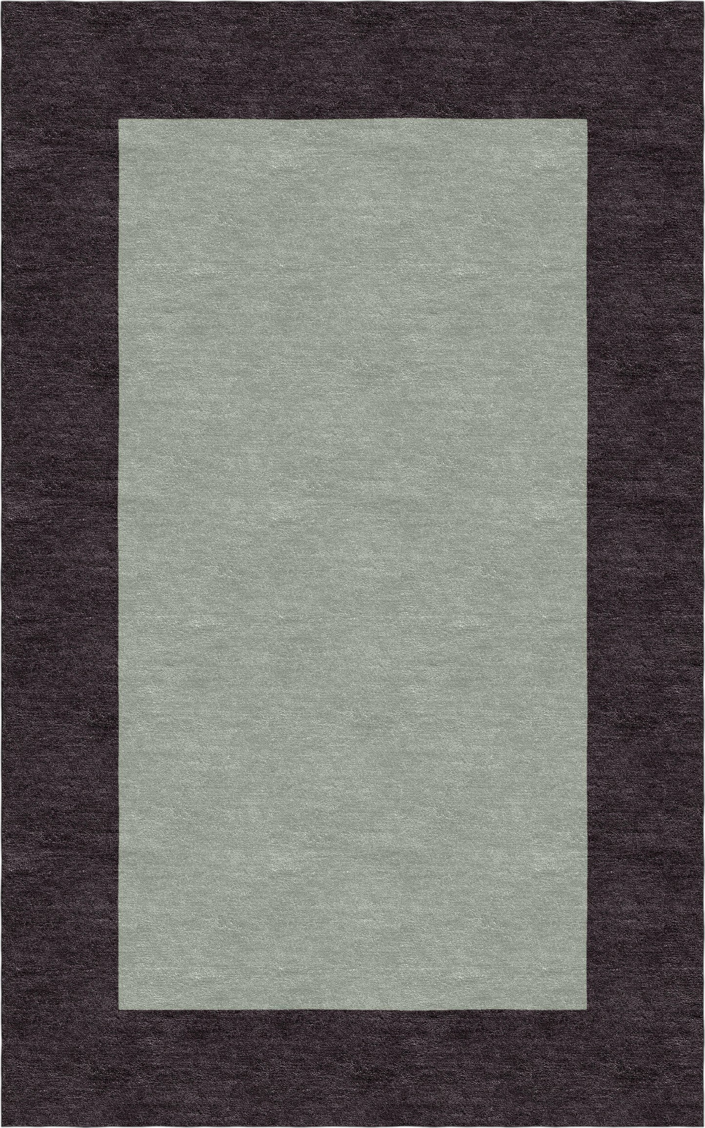 Handmade Hand-Tufted Wool Modern Border Dark Brown Silver Area Rug