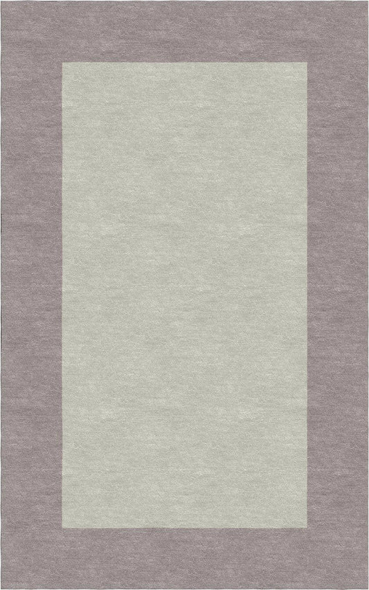 Handmade Hand-Tufted Wool Modern Border Ivory Grey Area Rug