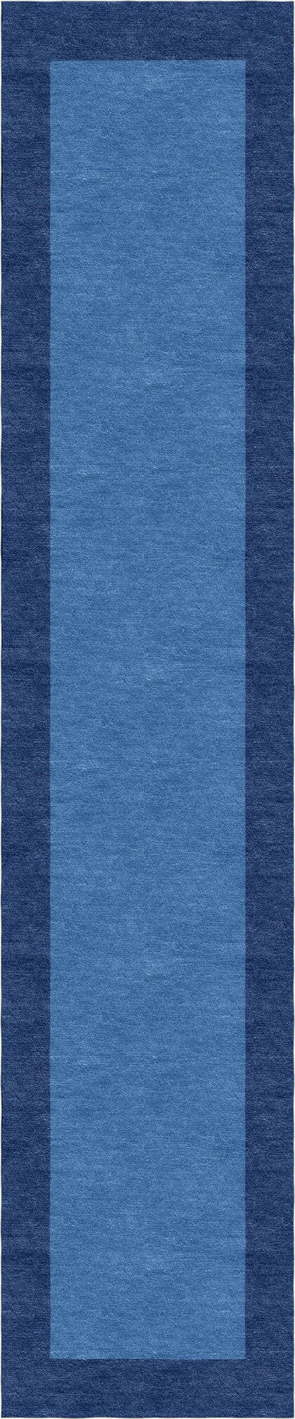 Handmade Hand-Tufted Wool Modern Border Blue Royal Blue Area Rug