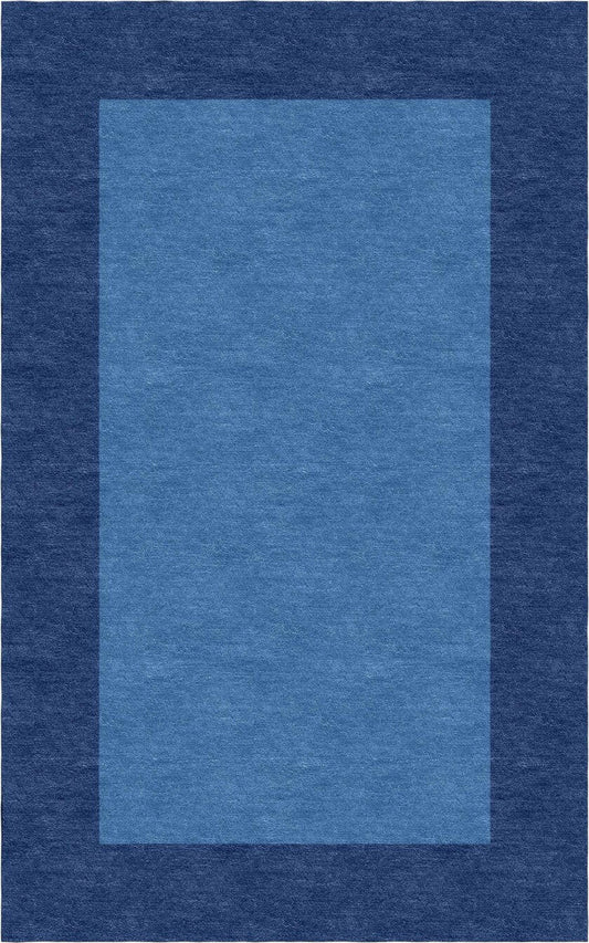 Handmade Hand-Tufted Wool Modern Border Blue Royal Blue Area Rug
