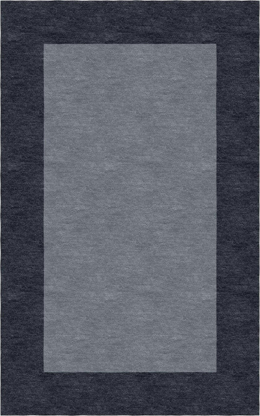 Handmade Hand-Tufted Wool Modern Border Silver Gray Area Rug