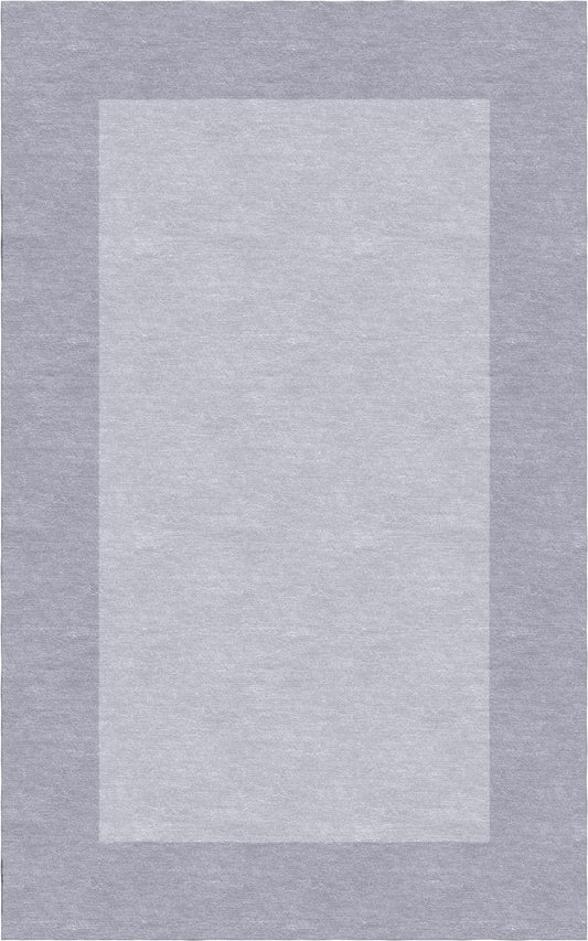 Handmade Hand-Tufted Wool Modern Border Light Gray Silver Area Rug