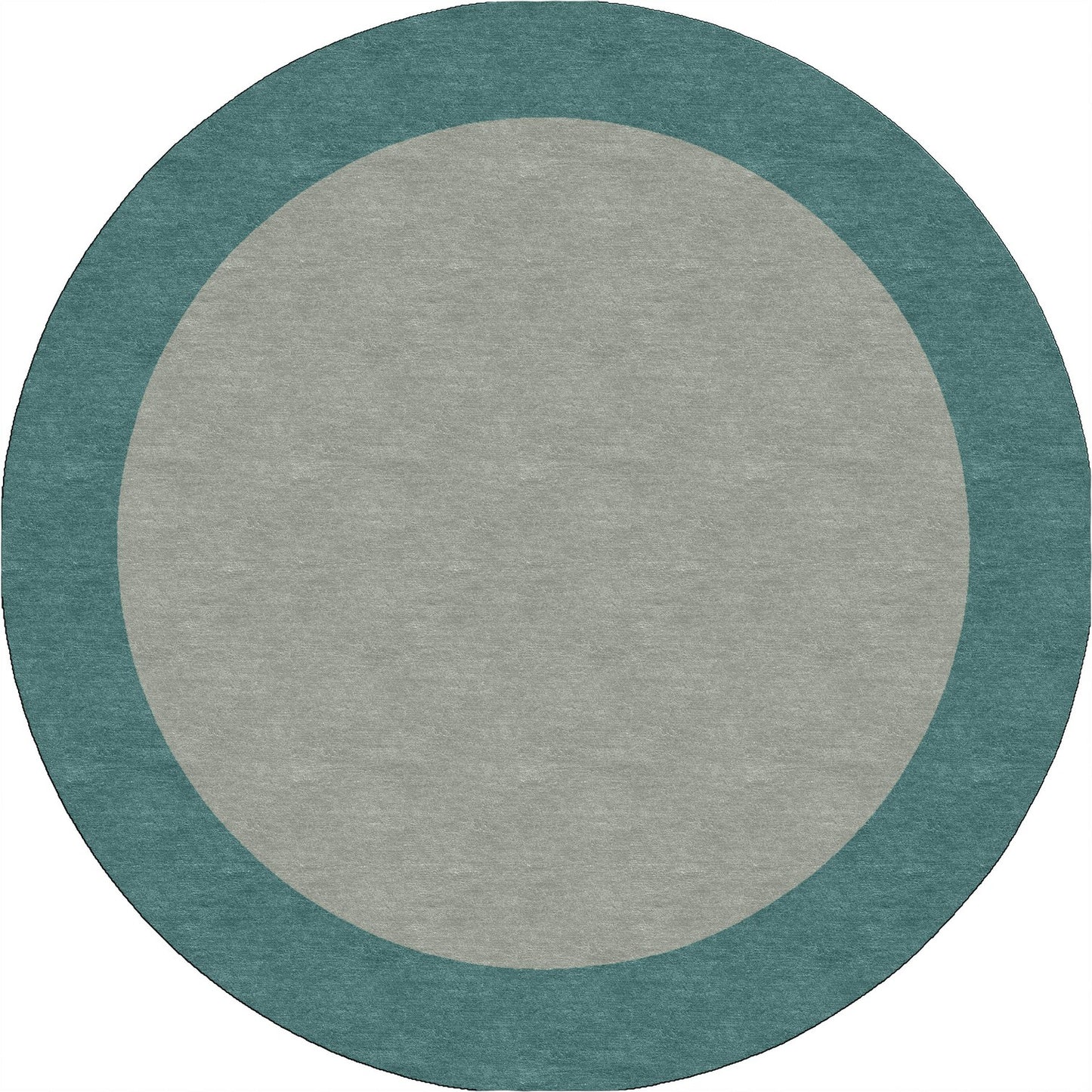 Handmade Hand-Tufted Wool Modern Border Silver Teal Green Area Rug