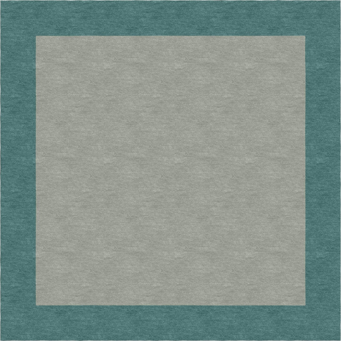 Handmade Hand-Tufted Wool Modern Border Silver Teal Green Area Rug