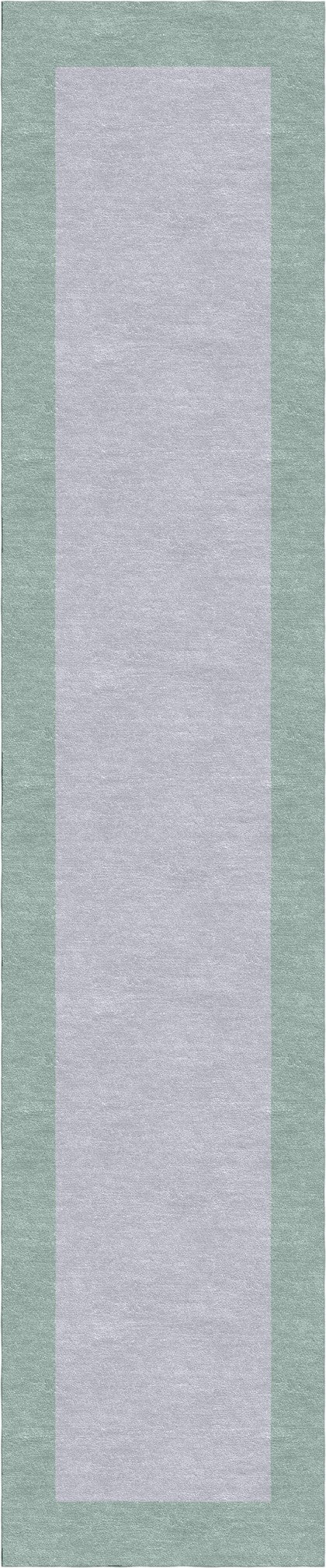 Handmade Hand-Tufted Wool Modern Border Silver Light Green Area Rug