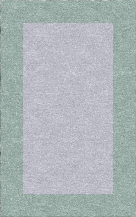 Handmade Hand-Tufted Wool Modern Border Silver Light Green Area Rug