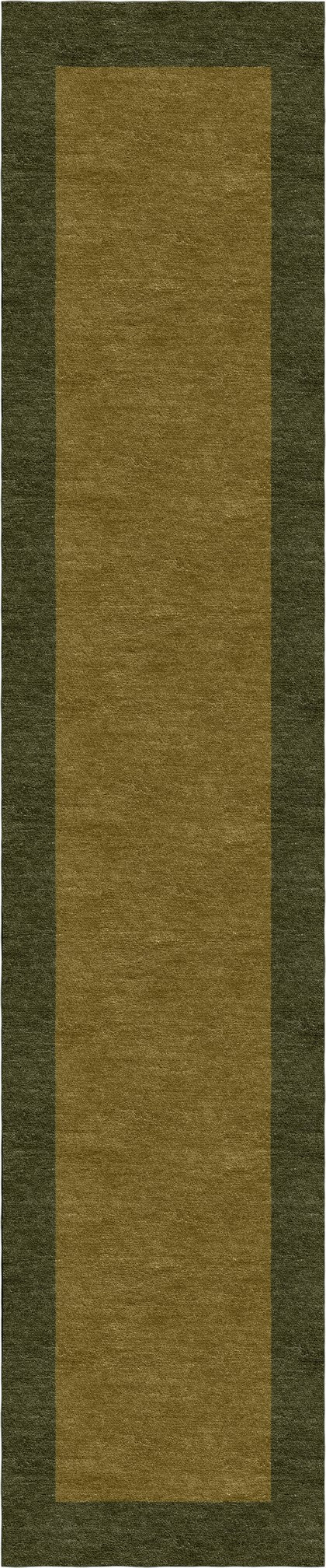 Handmade Hand-Tufted Wool Modern Border Brown Olive Green Area Rug