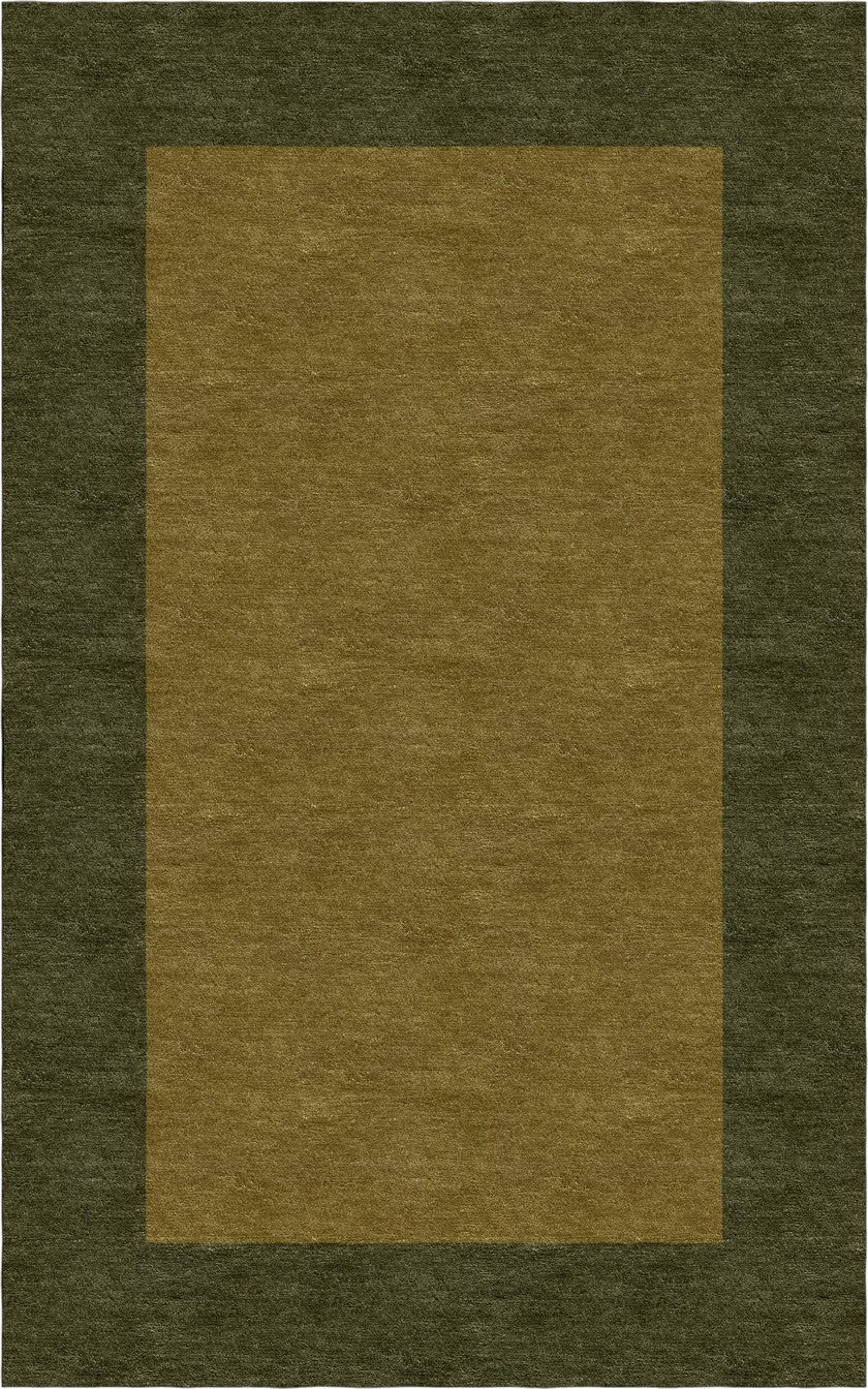 Handmade Hand-Tufted Wool Modern Border Brown Olive Green Area Rug