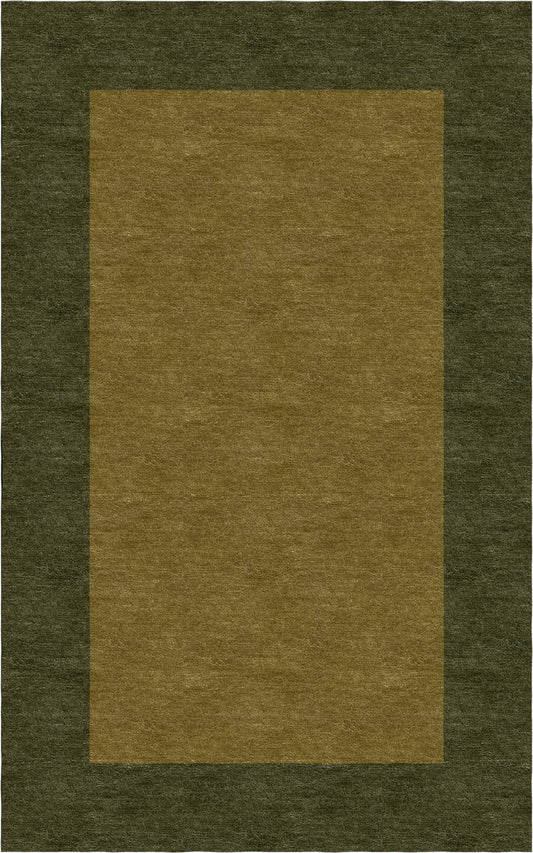 Handmade Hand-Tufted Wool Modern Border Brown Olive Green Area Rug