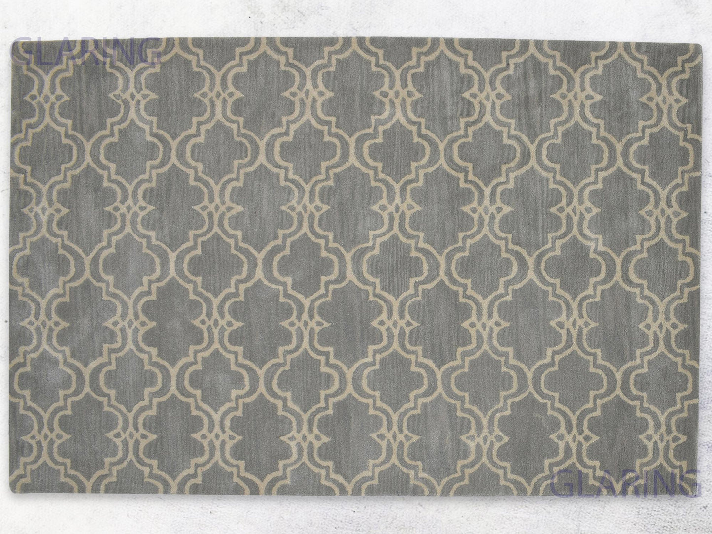 Handmade Moroccan Rug | Scroll Tile Design in Grey & Ivory