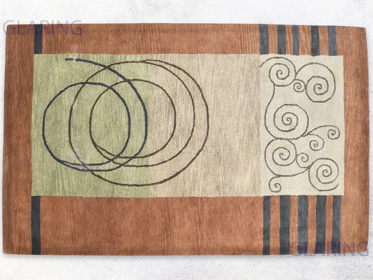 Handmade Scandinavian Rug | Abstract Design in Rust & Beige