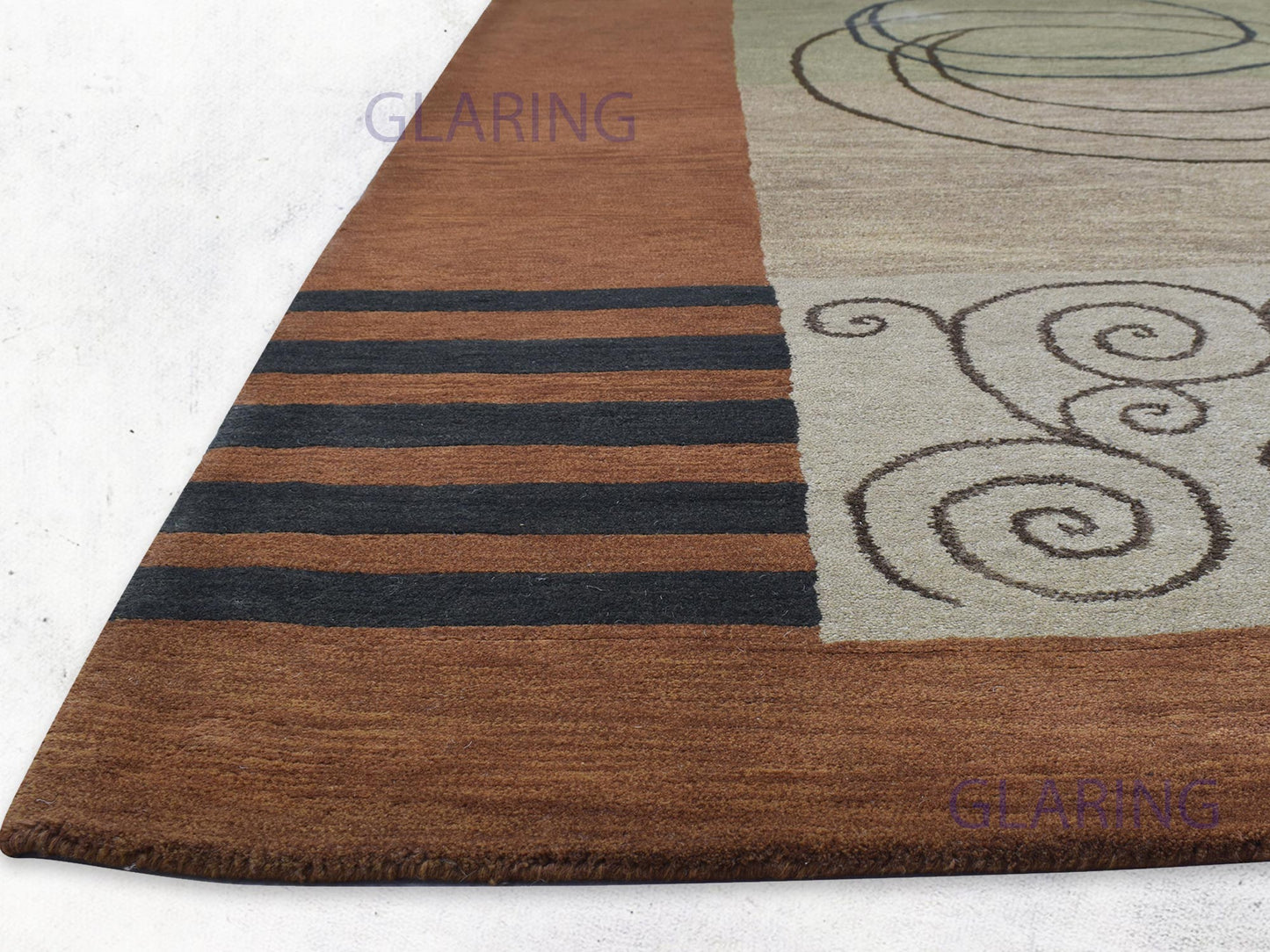 Handmade Scandinavian Rug | Abstract Design in Rust & Beige