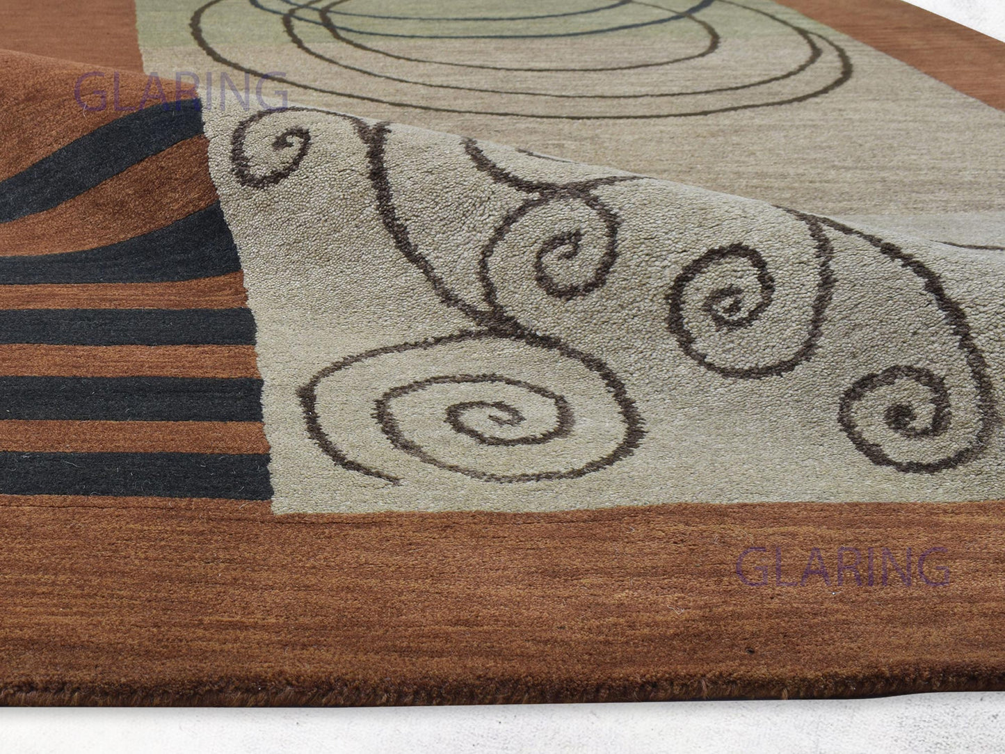 Handmade Scandinavian Rug | Abstract Design in Rust & Beige