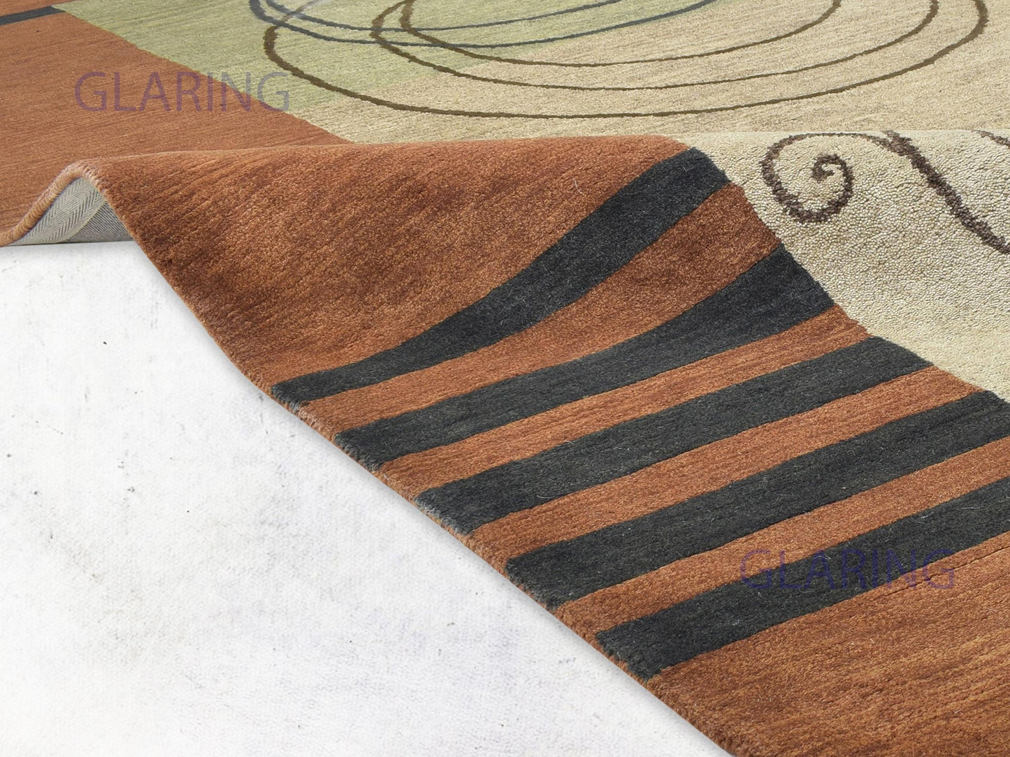Handmade Scandinavian Rug | Abstract Design in Rust & Beige