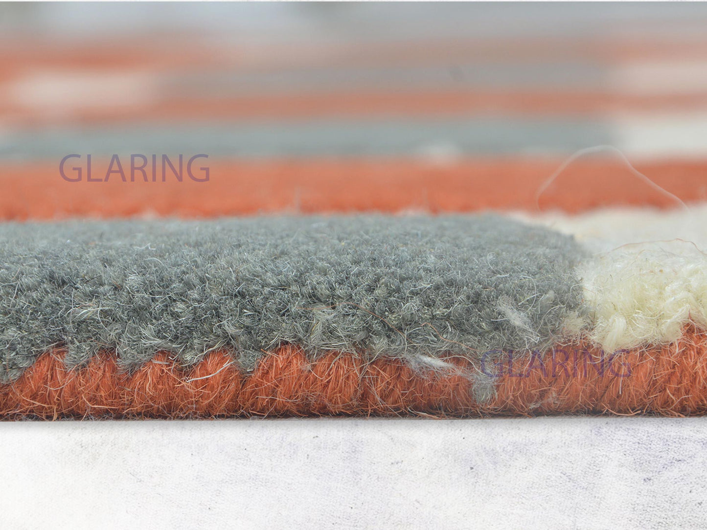 Handmade Moroccan Rug | Geometric Design in Orange & Ivory