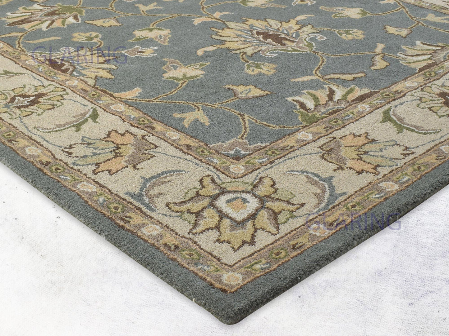 Handmade Oushak Rug | Oriental Design in Grey & Beige