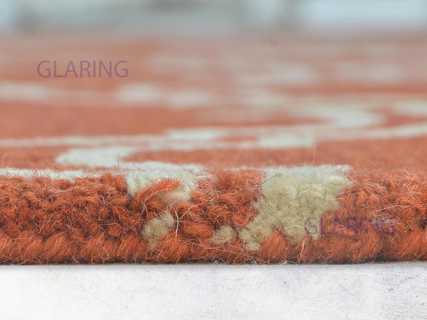 Handmade Moroccan Rug | Scroll Tile Design in Orange & Ivory