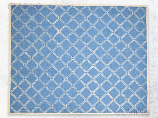 Handmade Scandinavian Rug | Geometric Design in Blue & Ivory