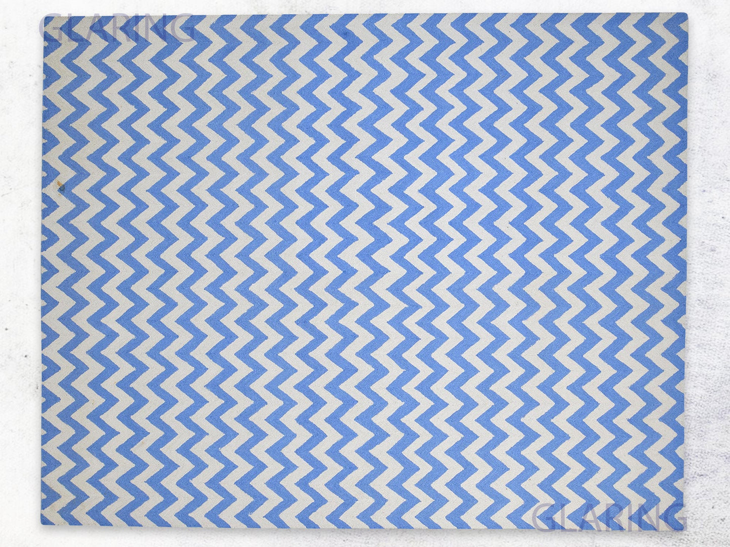 Handmade Scandinavian Rug | Chevron Design in Blue & Ivory
