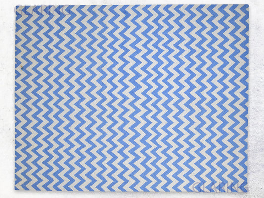 Handmade Scandinavian Rug | Chevron Design in Blue & Ivory
