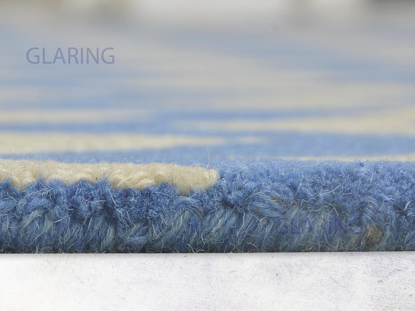 Handmade Scandinavian Rug | Chevron Design in Blue & Ivory