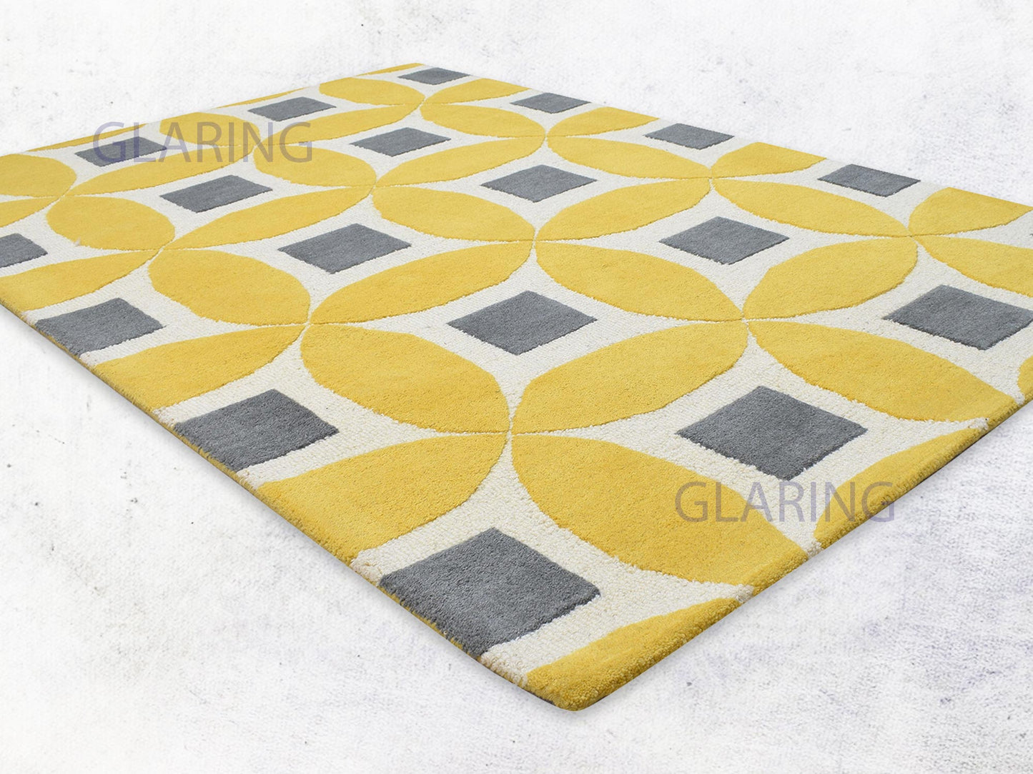 Handmade Moroccan Rug | Geometric Design in Yellow & Ivory