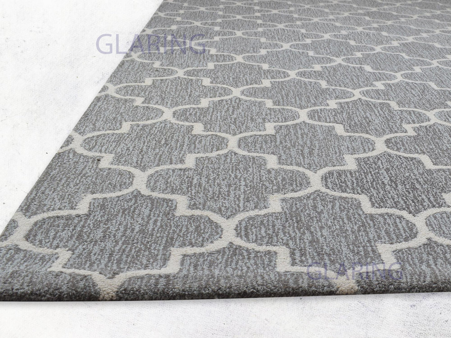 Handmade Moroccan Rug | Tile Design in Grey & Ivory