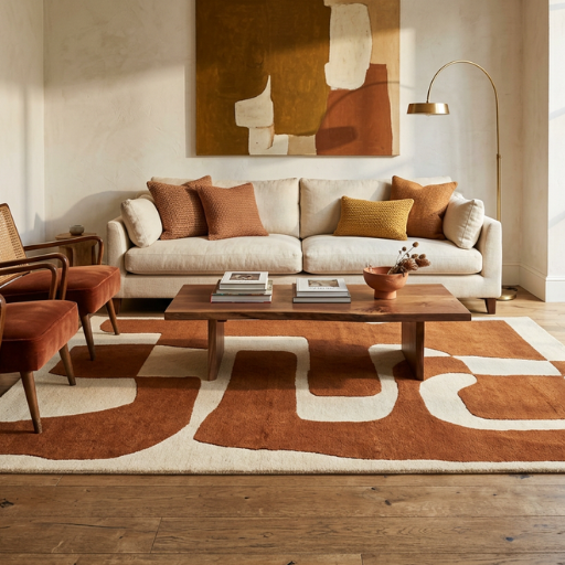 Handmade traditional rug in modern living room