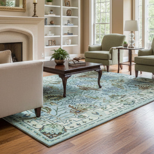 Handmade traditional rug in modern living room